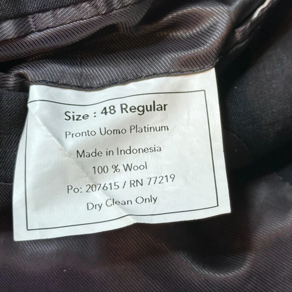 Pronto Uomo Blazer‎ Mens 48 Regular Gray Platinum 100% Wool Suit Jacket 2 Button